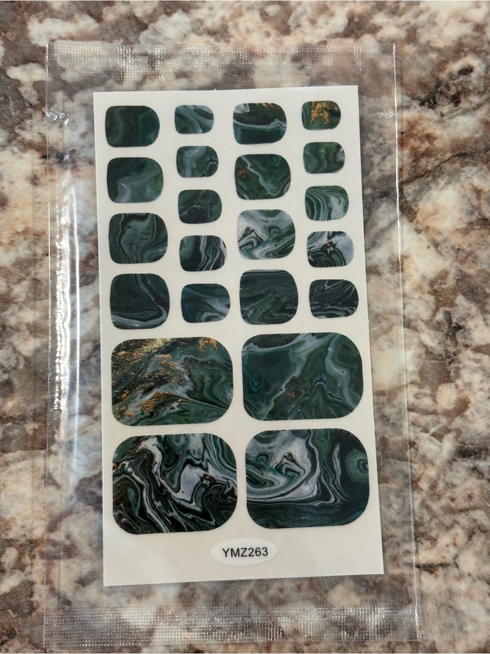 Marble Green Toe Nail Wraps - Peel & Stick